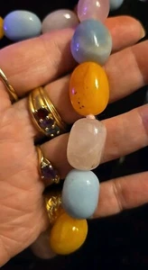 QVC! Ali Aluma Rosenquarz Citrin Amazonit handgeknüpft 31 Halskette S Verschluss - Bild 1 von 11