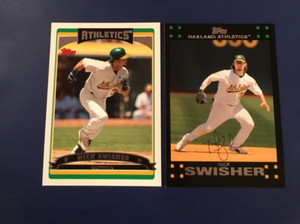 2006 & 2007 Topps #2 #464 NICK SWISHER Lot Oakland Athletics Set Break