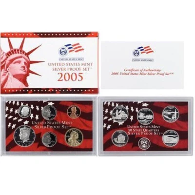 2005 United States Mint Silver Proof Set Coins Error Vanishing 5 - Image 1 of 4