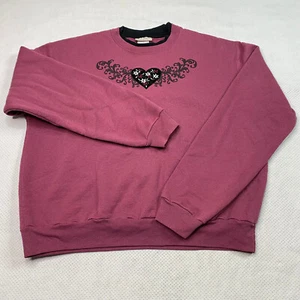 Morning Sun Womens Sweatshirt sz L Maroon Long Sleeve Crew Neck Embroidered  - Picture 1 of 13