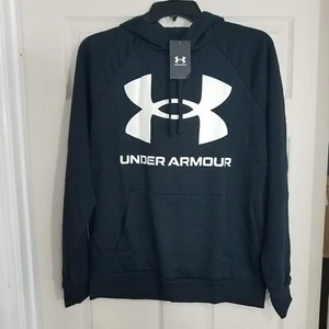 Under Armour UA Rival Fleece Big Logo Pullover Hoodie Men's Size Large - Black - Picture 1 of 5