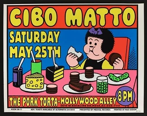 Póster con el lema de Cibo The Pork Torta 1996 serigrafía firmado Frank Kozik ¡Como nuevo! - Imagen 1 de 3