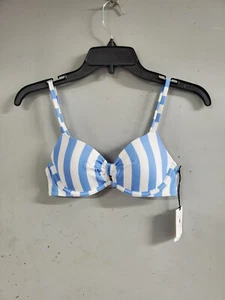Shade & Shore Blue/White Stripe Swim Top, Size 32A, 32C, NWT, SHIPS FREE - Picture 1 of 2