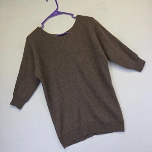 Cynthia Rowley Cashmere Sweater Womens S Brown Quiet Luxury Minimalist Academia - Picture 1 of 9