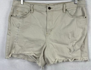 ANA Women 18 Beige/Tan High Rise Jeans Distressed Mom Shorts - Picture 1 of 6