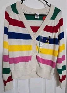 Disney 100 Retro Reimagined Striped Cardigan Sweater Mickey Mouse NWT Size: M - Picture 1 of 5