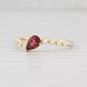 Nuevo 0.50ctw Turmalina Rosa Diamante Anillo 14k Oro Talla 6.5 Bypass Apilable - Imagen 1 de 7