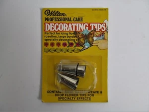 Vtg Wilton Cake Decorating Tips Rose, Basketweave, Drop Flower 1970s New NIP - Picture 1 of 3