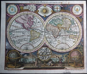 WELTKARTE WORLDMAP PLANISPHAERUM TERRARUM ASTRONOM BERNIGEROTH LEIPZIG 1741 - Picture 1 of 9