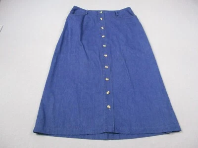 Talbots Skirt Womens 12 Blue Denim Chambray Button Front Vintage Western Midi - Image 1 of 4