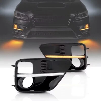 Sequential LED Turn Signal Lamp DRL Fog Bezel Lights For 2015-17 Subaru WRX STI - Image 1 of 4