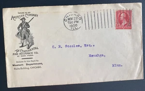 1900 Chicago IL USA Illustrated Advertising Cover To Menahga MN Fire Insurance - Picture 1 of 2