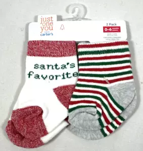 NEU CARTER’S JUST ONE YOU WEIHNACHTSSOCKEN 2ER SET 0-6 MONATE SANTA’S FAVORITE - Bild 1 von 4