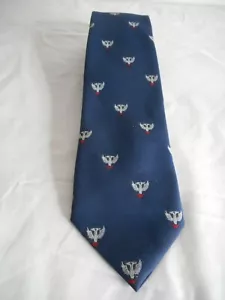 Vintage Blue Necktie Tie DoubleHeaded Bird over crown Made in PA USA - Picture 1 of 3