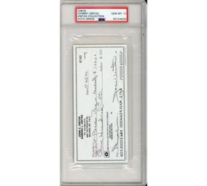 Johnny Unitas Signed Mint 10 Graded Encapsulated Check - #6743 - Picture 1 of 3