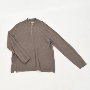 Tommy Bahama Sweater L Light Brown Cotton & Cashmere Lightweight Knit 1/2-Zip - Picture 1 of 6