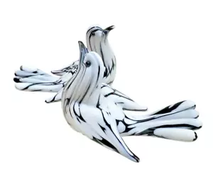 ARCHIMEDE SEGUSO MCM ITALIAN MURANO BIANCO NERO GLASS BLACK & WHITE DOVES LABEL - Picture 1 of 12