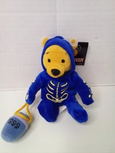 Disneyland Parks 1999 Winnie The Pooh Skeleton Bean Bag Plush Halloween 8" - Picture 1 of 14
