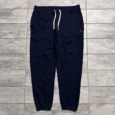 New Polo Ralph Lauren Mens XL Fleece Navy Blue Jogger Sweatpants Red Pony NWT - Image 1 of 4