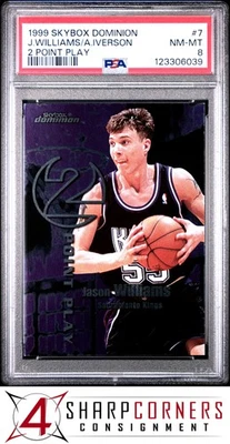 Skybox Dominion 1999 2 puntos juego #7 Jason Williams radiocontrol Allen Iverson PSA 8 Foto 1 de 2