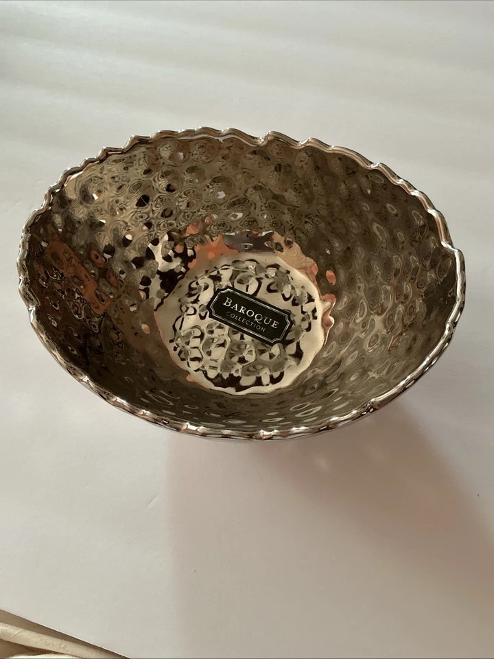 Home Essentials Baroque Collection Edge silver serving Bowl  food safe - Image 1 of 3