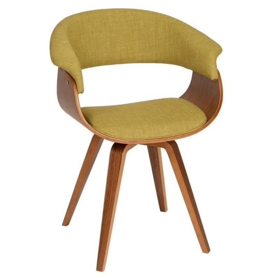 Armen Living Lcsuchwagr Summer Chair in Green Fabric and Walnut Wood Finish