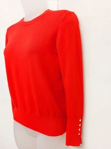 Zara Damen Pullover Größe 12 Rot Langarm Knopfdetail Manschetten - Bild 1 von 12