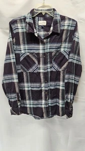 Camisa abotonada de franela a cuadros púrpura talla XL de hilos universales para hombre - Imagen 1 de 4