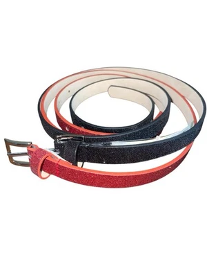 Style & Co. Size Medium 2 for 1 Glitter Skinny Belts in Black/Red, Retail $34.00 - Image 1 of 4