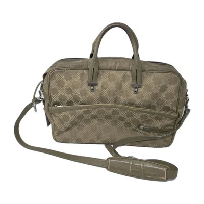 TUMI 16" monogrammed laptop computer crossbody luggage topper briefcase Tan  - Image 1 of 4