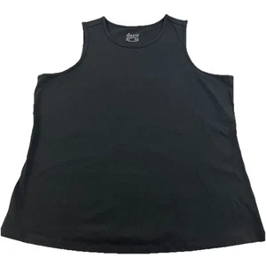 Denim & Co Essentials Perfect Jersey Cotton Round Neck Tank Top 1X Black 9182 - Picture 1 of 4