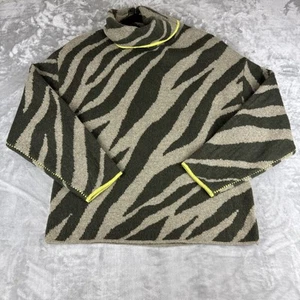 Rag & Bone Kiki Zebra Funnel Neck Sweater Women S Green Tan Wool Alpaca (1178) - Picture 1 of 10