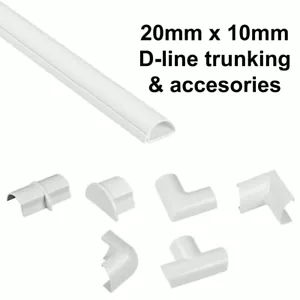 D-LINE SELF ADHESIVE TRUNKING CABLE COVER PVC PLASTIC 20x10mm ACCESSORIES WHITE - Picture 1 of 20