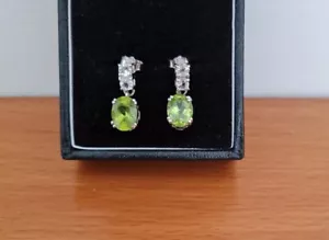 925 Sterling Silver Peridot & Topaz Earings - Picture 1 of 6