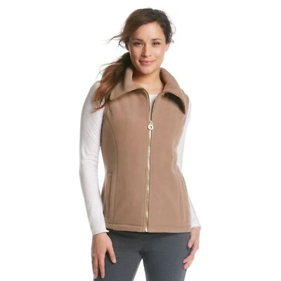 New! CALVIN KLEIN ~Size SMALL~ Performance Zip-Front Quick Dry Fleece Vest Brown - Image 1 of 2