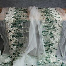 Organza Fabric 3D Flower Lace Mesh Tulle White Wedding Dress Party DIY 100 140CM