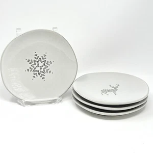 Hearth & Hand 4 Appetizer Plates Tree Dove Reindeer Snowflake Holiday 6.5” - Picture 1 of 4