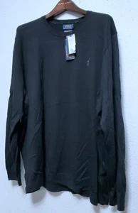 POLO RALPH LAUREN BIG&TALL  WASHABLE MERINO WOOL CREWNECK MENS BLACK SWEATER:4XB - Picture 1 of 5