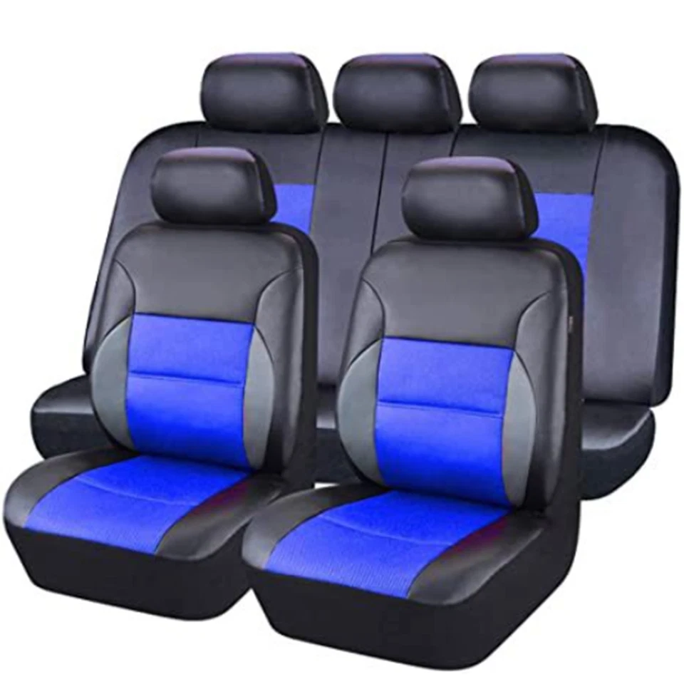 5-Sits Front Rear Car Seat Covers Full Set Cushion Protector Leather Accessories - Image 1 of 4