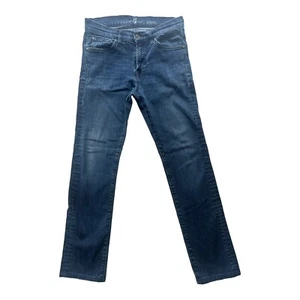 7 For All Mankind Men's Slimmy Blue Dark Wash Jeans 32” x 30” - Picture 1 of 9
