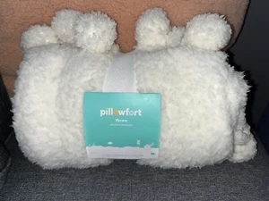 Creme Elfenbein Kunstfell Plüsch Überwurf Decke Bommel Pillowfort Teddybär 50" x 60" - Bild 1 von 10