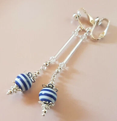 OHRCLIPS  CLIPS VERSILBERT PERLEN LANG - Bild 1 von 2