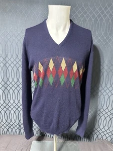 Vintage Arnold Palmer Argyle Diamond Golfing Sweater Orlon Acrylic Size Large - Picture 1 of 14