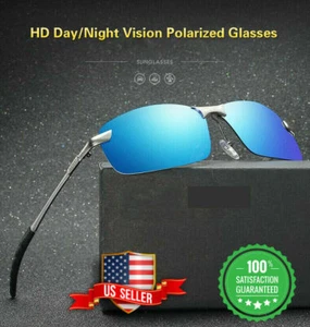 Tac HD+ Polarized Day & Night Vision glasses Men Driving Pilot Aviator sunglass - Picture 1 of 8