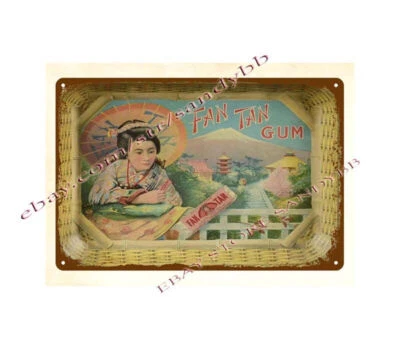 Royal Flavor Fan Tan Gum Japanese girl metal tin sign unframed art prints - Image 1 of 4