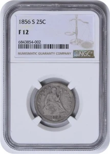 1856-S Liberty Seated Silver Quarter F12 NGC - Bild 1 von 4