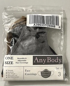 AnyBody 3-Layer Face Coverings Set of 3 Brand New - Picture 1 of 4