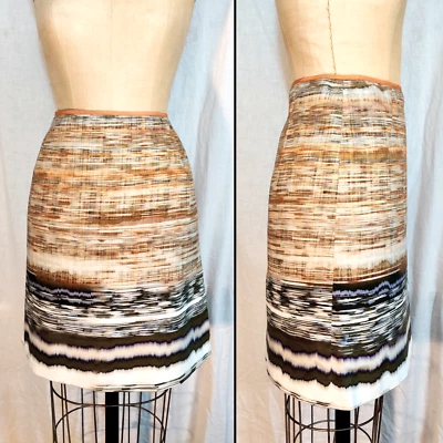 Falda lápiz recta a rayas acuarela abstracta Elie Tahari - mediana 8 usada en excelente estado Foto 1 de 4
