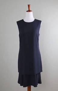 ANTONIO MELANI $159 Solid Navy Lined Sleeveless Flounce Shift Dress Size 6 - Picture 1 of 6