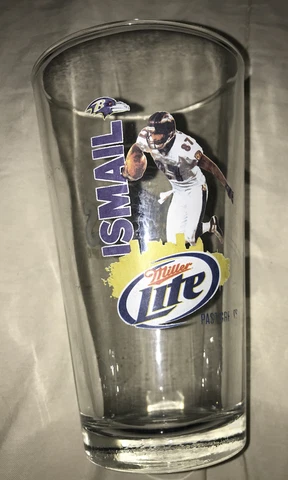 Baltimore Ravens Quadry Ismail Miller Lite Gridiron Greatness Promo Pint glass Cover